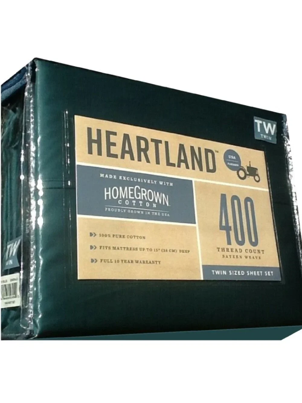 brand new GRAY + GREEN Heartland 400 TC 100% Cotton Sateen-Weave TWIN Sheet Set